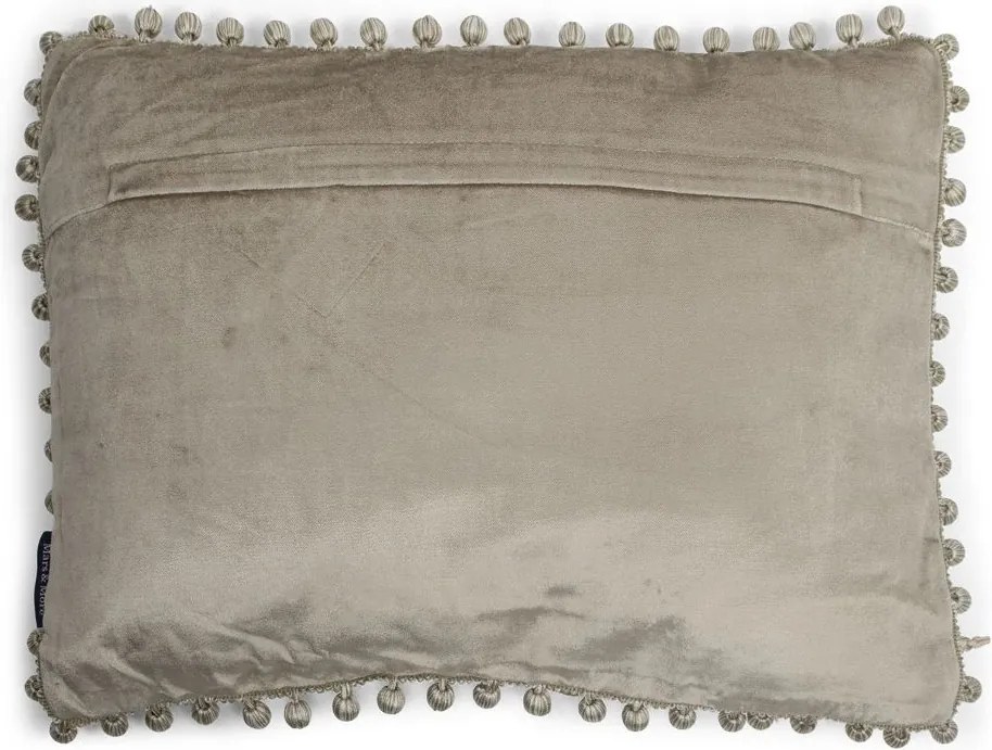 Hnedo šedý vankúš s lemom s guličkami - 35 * 45 * 10cm