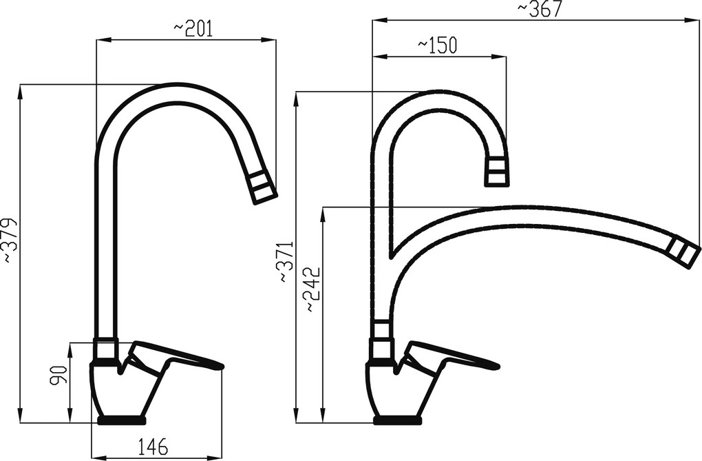 Novaservis, Dřezová baterie s černým flexi ramenem Metalia 54, chrom, 54014F-0C