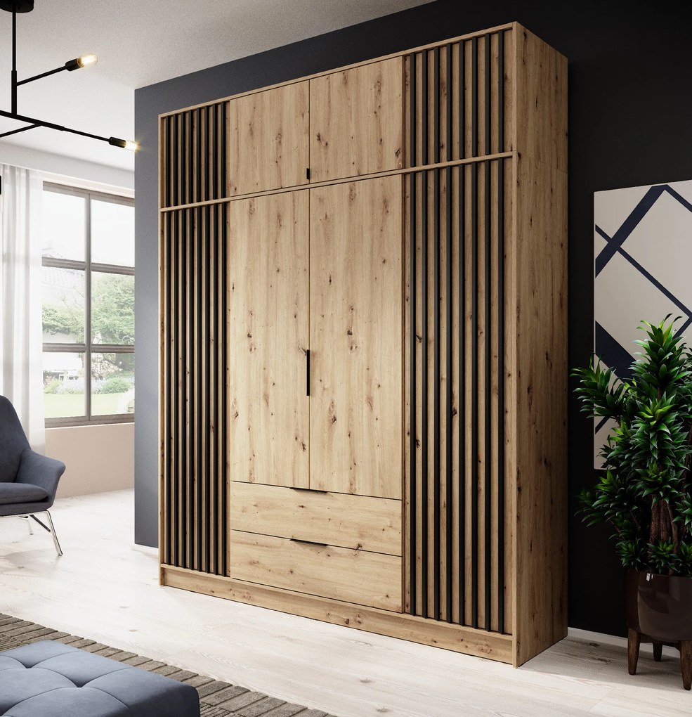 PIA Nadstavec na šatníkovú skriňu Nelly 4D - dub artisan / čierna