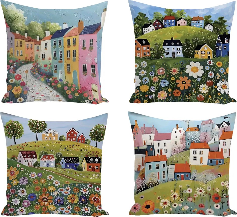 XPOSE® Set obliečok na vankúš DEDINA (digitálna tlač) 43x43 cm - set 4 ks