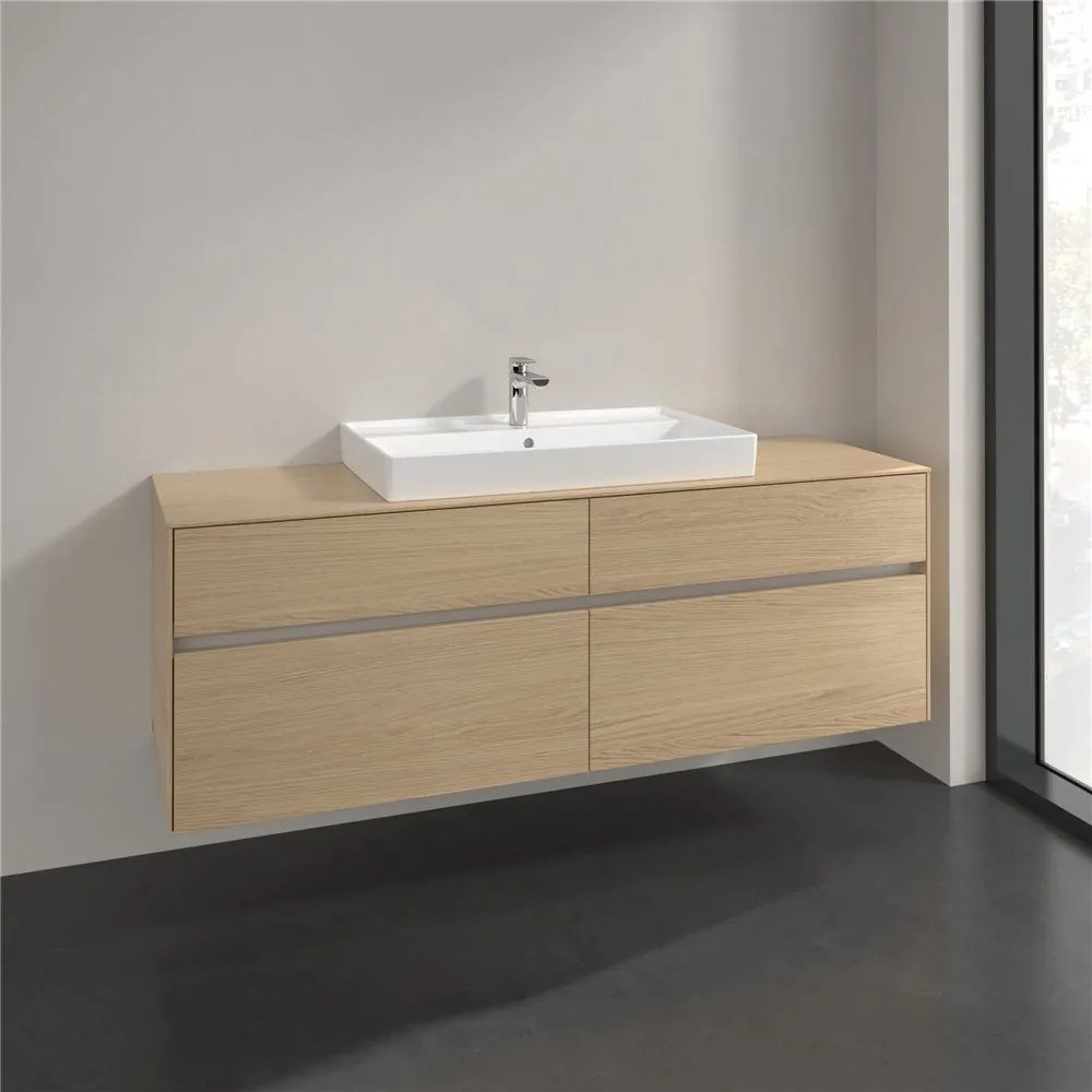 VILLEROY &amp; BOCH Collaro závesná skrinka pod umývadlo na dosku (umývadlo v strede), 4 zásuvky, 1600 x 500 x 548 mm, Nordic Oak, C02800VJ