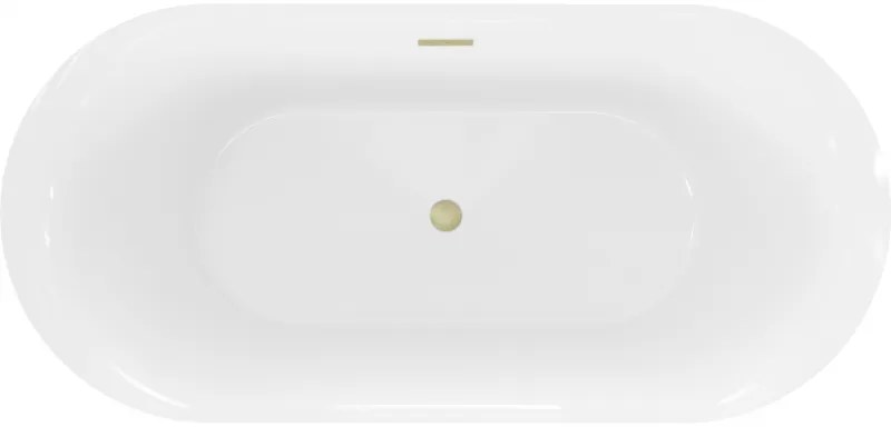 Mexen Roxy, voľne stojaca vaňa 170 x 80 cm, biela-čierna, zlatý matný prepad, 51201708075-55