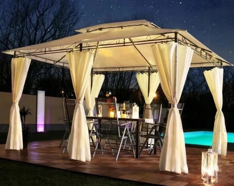 Stabilný záhradný pavilón 3 x 4 m sivá