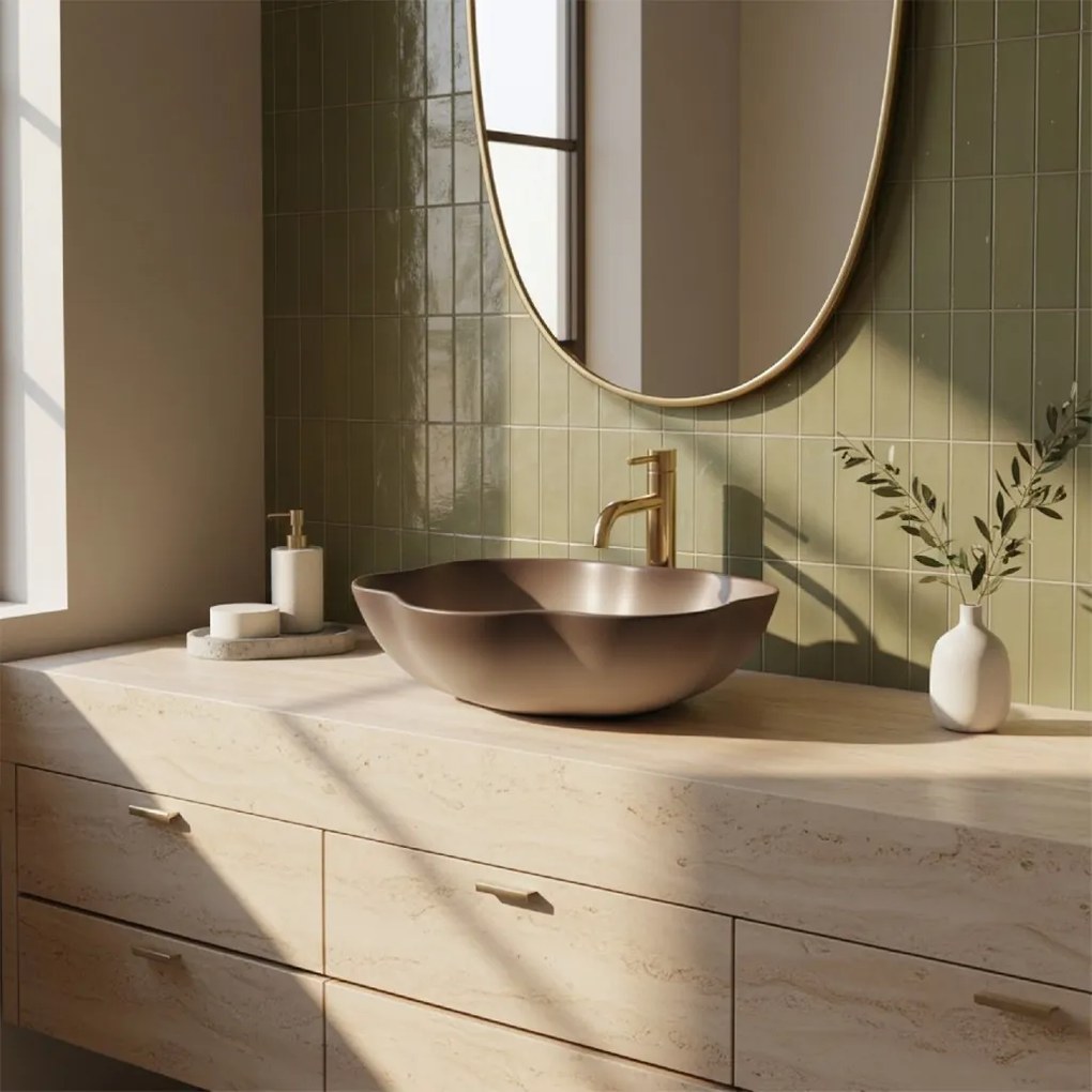 Rea Pearl, umývadlo na dosku 505x380x135 mm, béžová-hnedá-Ombre, REA-U0629