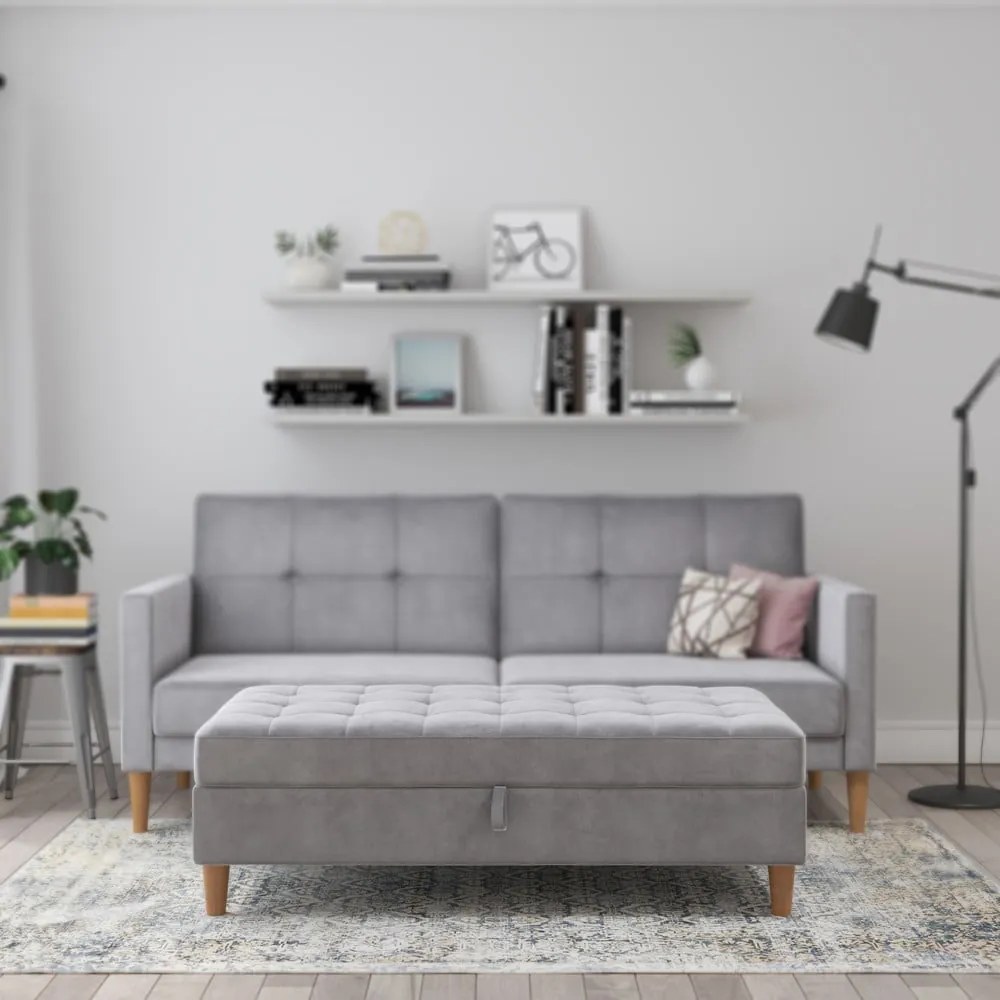 Svetlosivá zamatová podnožka Lilly – Støraa