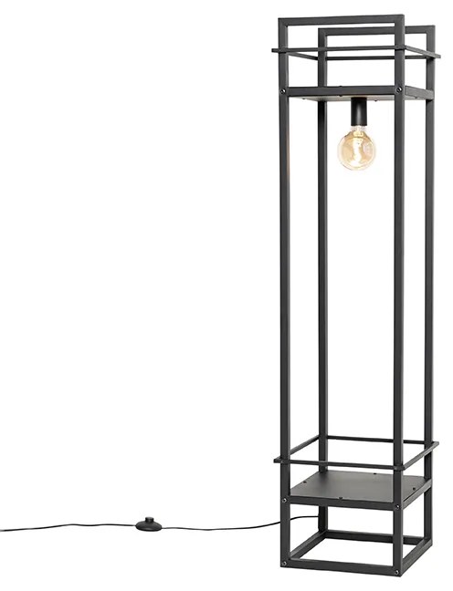 Priemyselná stojaca lampa čierna - Cage Rack
