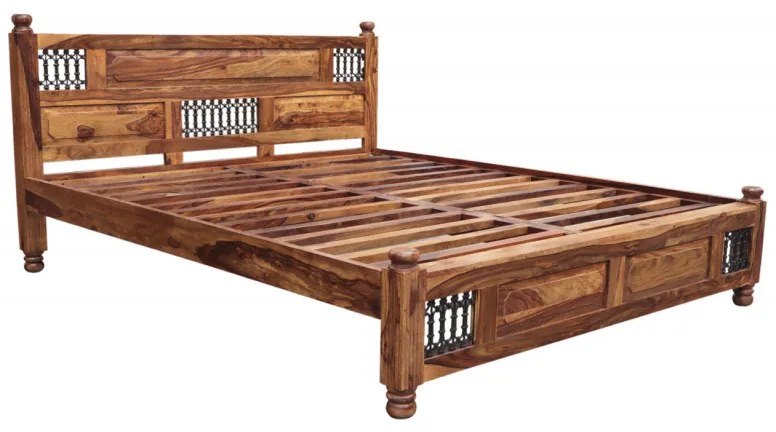 Posteľ Jali 160x200 z indického masívu palisander Svetlomedová