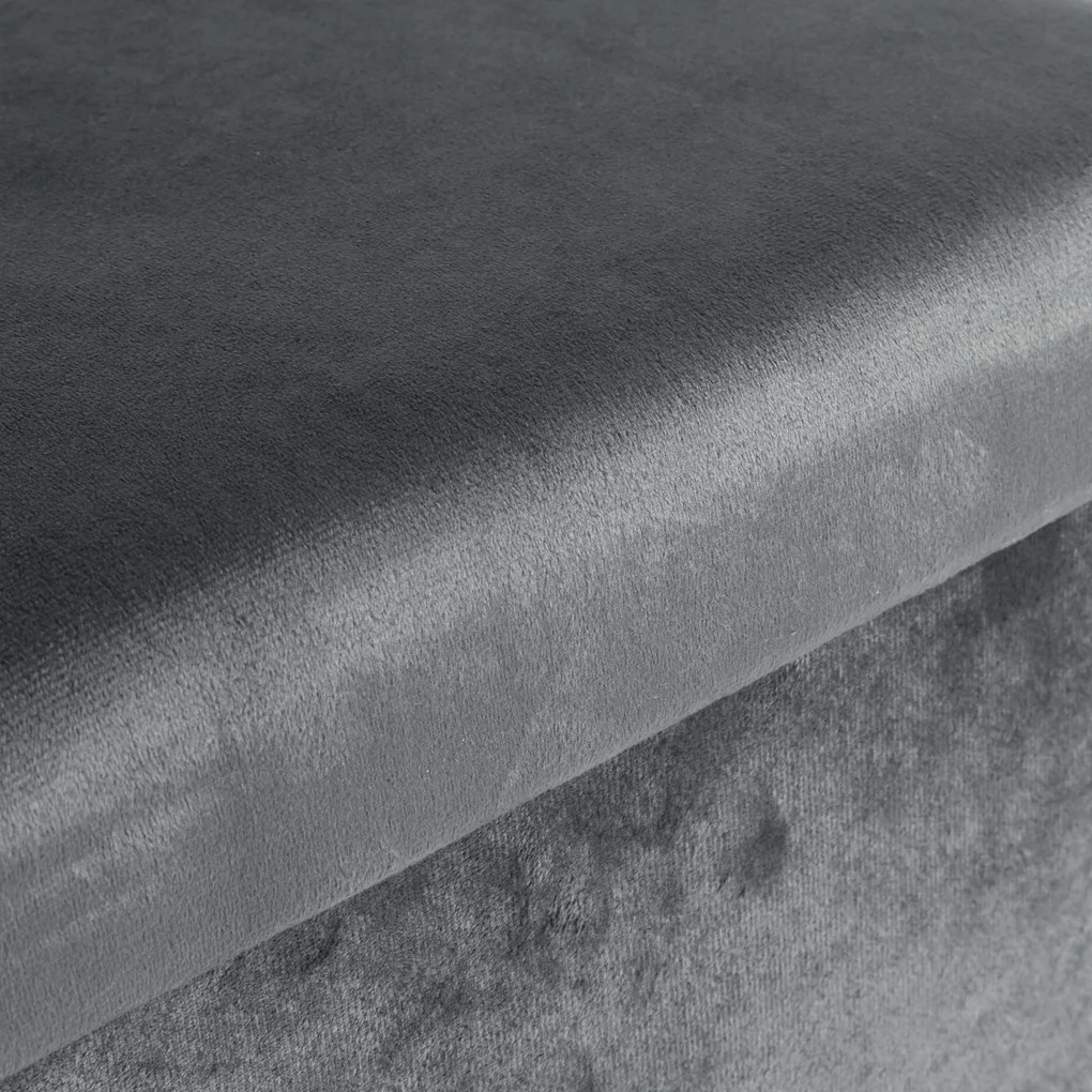 Taburet s úložným priestorom DIEGO L zamatový sivý