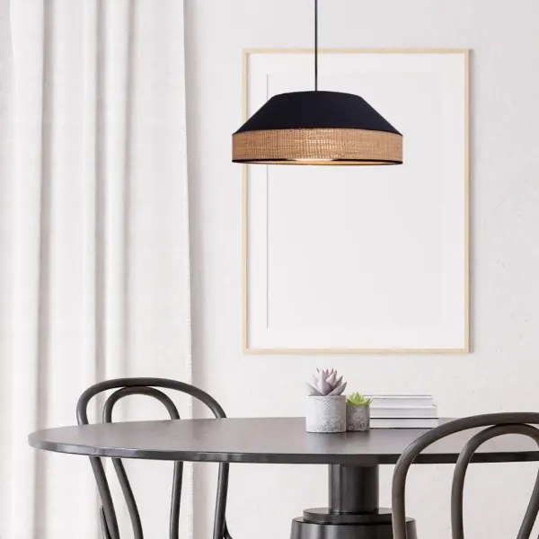 Luster na lanku MANISO 1xE27/60W/230V pr. 45 cm čierna/béžová