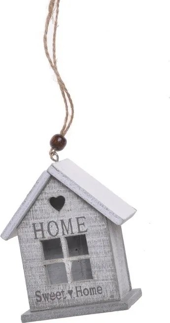 Závesný domček Home – sivý 9 cm