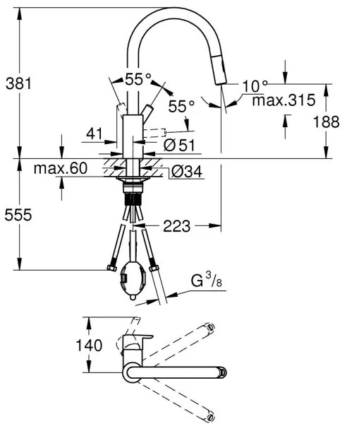 GROHE 31486001 - Drezová batéria FEEL lesklý chróm