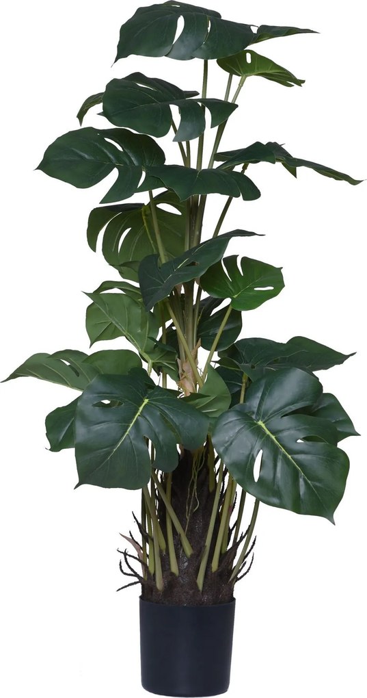 Umelá rastlina v kvetináči MONSTERA, plast, výška 85 cm, zelená