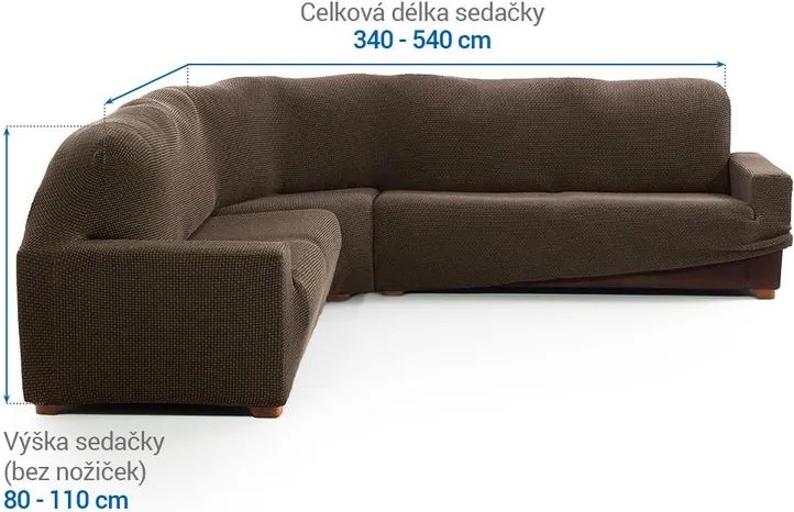 Super strečové poťahy NIAGARA tabaková rohová sedačka (š. 340 - 540 cm)