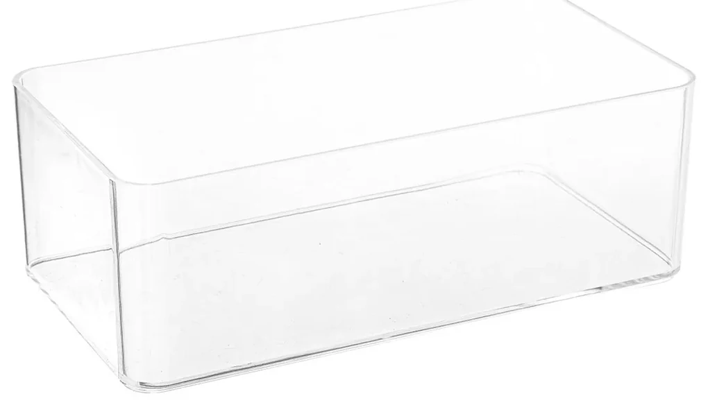 Box na vreckovky Selena, 25,3x9,3x13,3 cm, číra/s drevenými prvkami