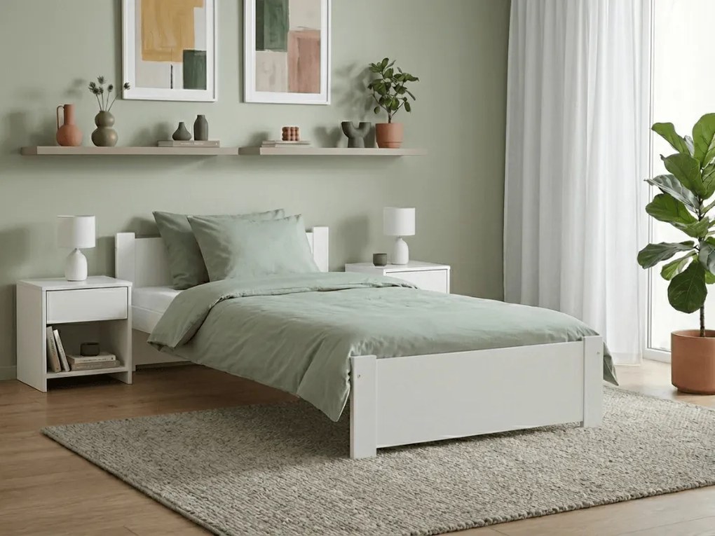 Posteľ IKAROS 90 x 200 cm, biela Rošt: S latkovým roštom, Matrac: Matrac DELUXE 10 cm