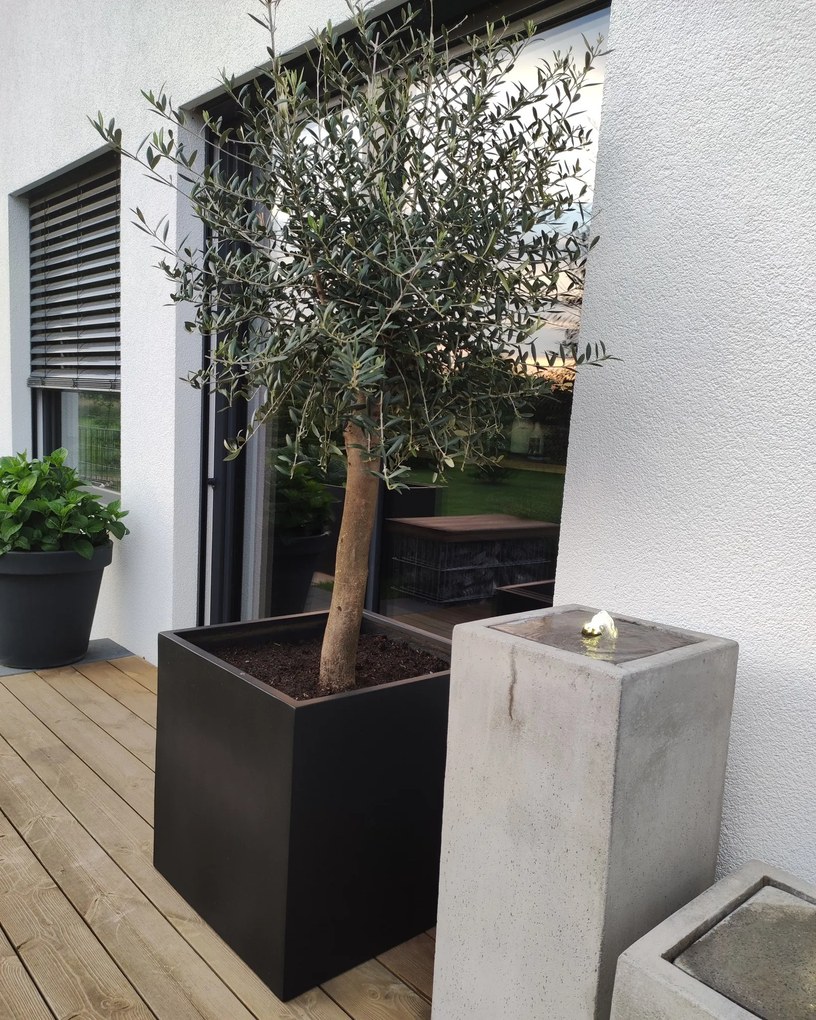 Kvetináč BLOCK, sklolaminát, 60x60x60 cm, antracit