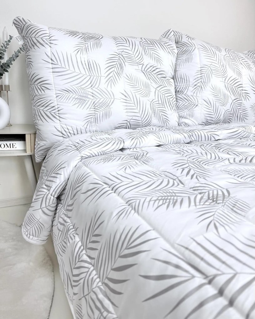 Set paplón + vankúš Elegantné listy 140x200/70x90 cm – mikrovlákno, duté vlákno, celoročné použitie