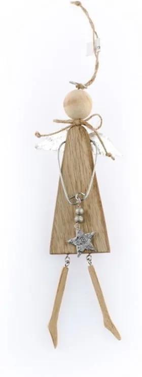 Drevená závesná dekorácia v tvare anjela Dakls Angelo