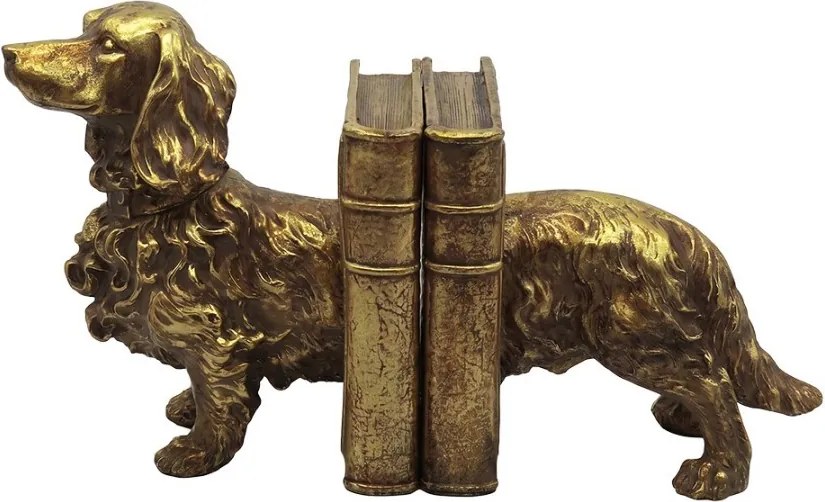 Zlaté antik zarážky na knihy jazvečík Dachshund Antique - 38*12*21 cm