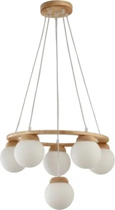 Brilagi - Luster na lanku VISBY WOOD 6xE27/60W/230V priemer 58 cm kaučukovník