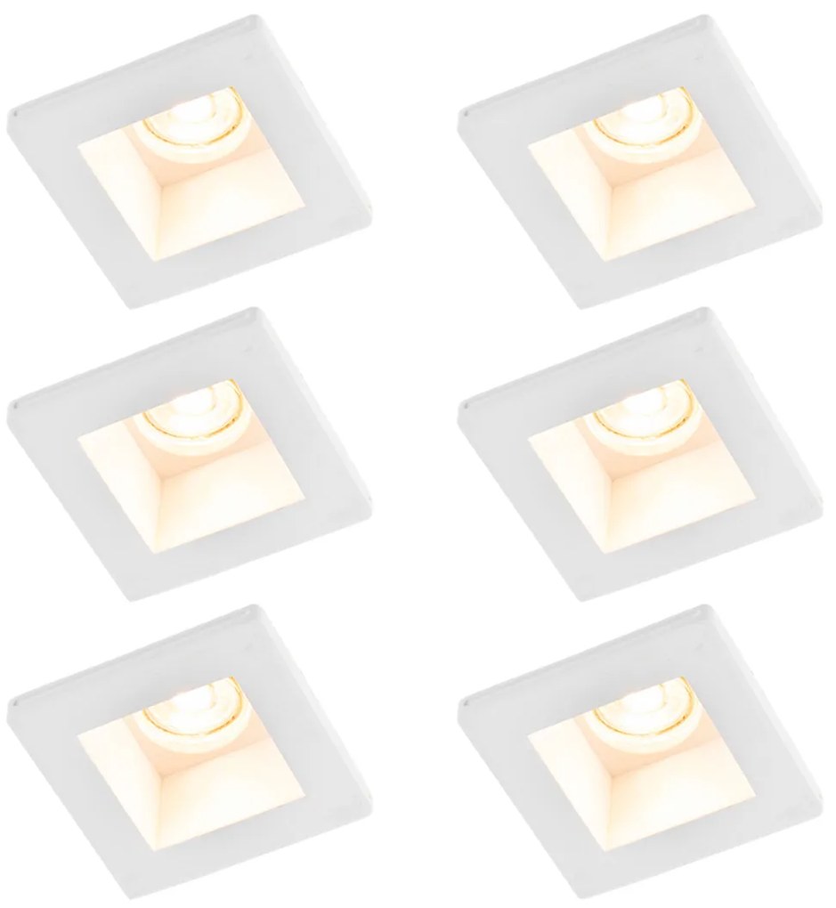 Sada 6 zapustených bodových svetiel biela 12 cm štvorcová - Gypsy Stucco