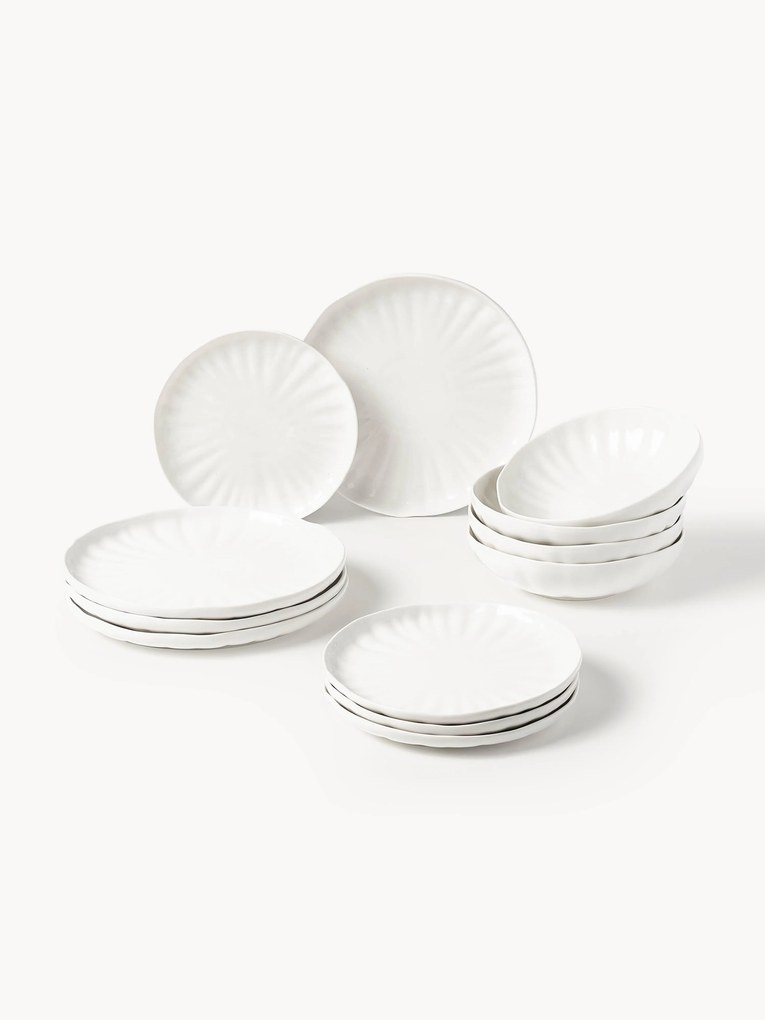 Porcelánová súprava riadu's reliéfnym vzorom Sali, 4 osoby, 12 ks
