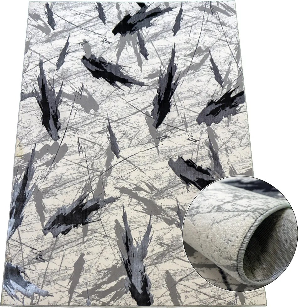 Koberec Allianz 6310 GREY – sivý obdĺžnik s abstraktným vzorom Rozmer: 150x300 cm
