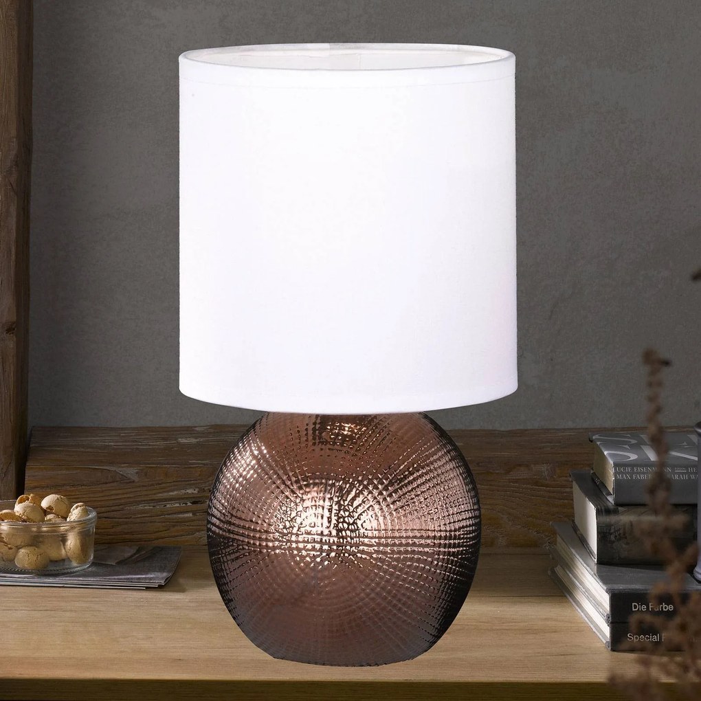 Malá stolná lampa Foro podstavec medenej farby