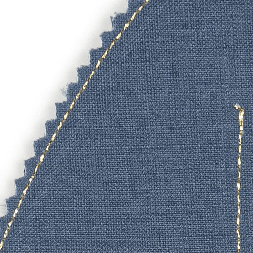 Ľanové prestieranie javorový list džínsová so zlatom 37x37cm