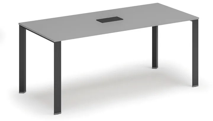 Stôl PRIMO INFINITY 1800 x 900 x 750, sivá + stolová zásuvka TYP I, čierna