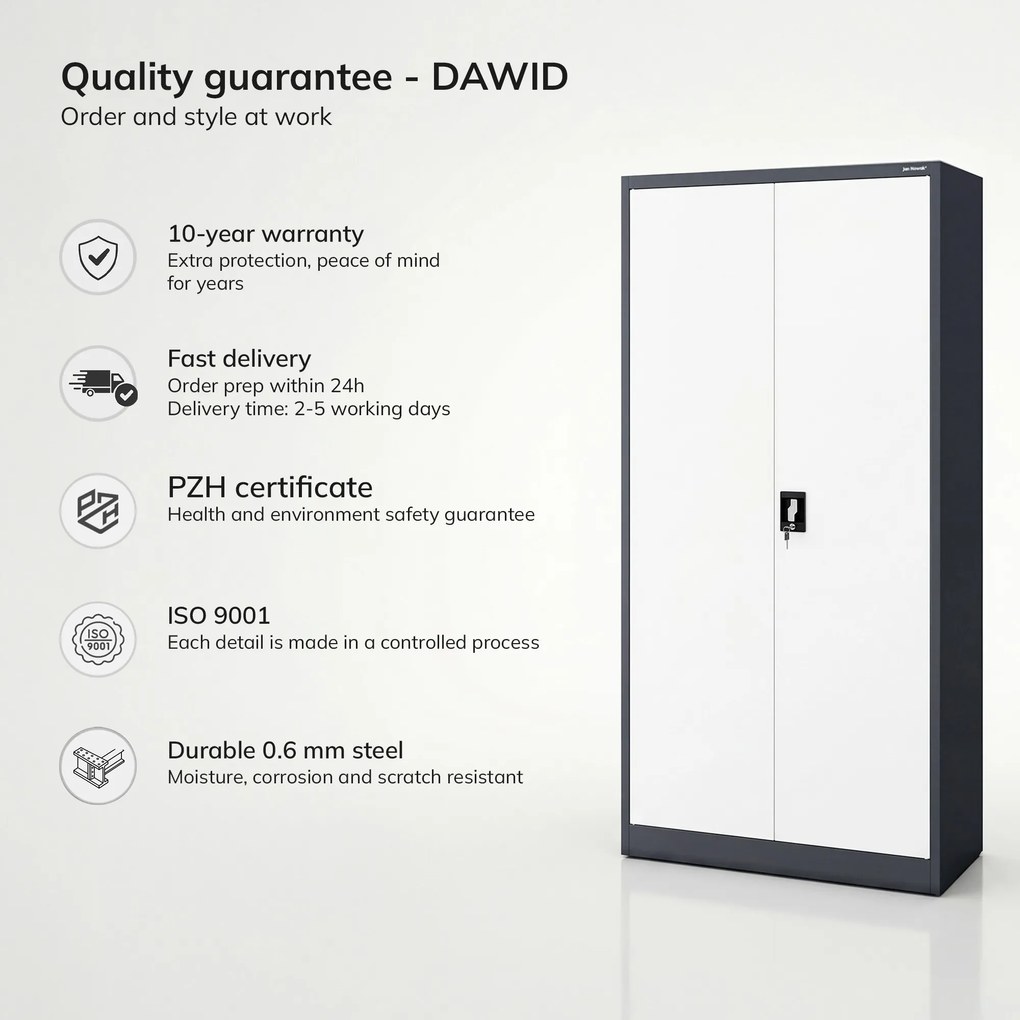 Uzamykateľná hospodárska skriňa antracitovo-biela DAWID 900 x 1850 x 450 mm