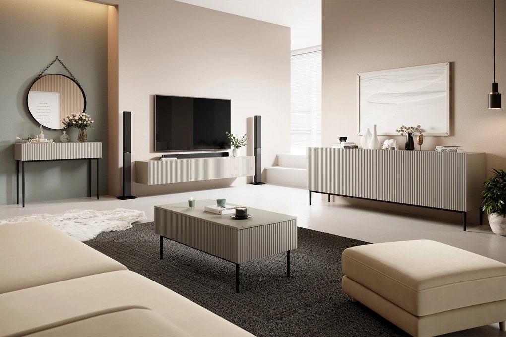 Závesná TV skrinka Nicole 200 cm so zásuvkou - kašmírová