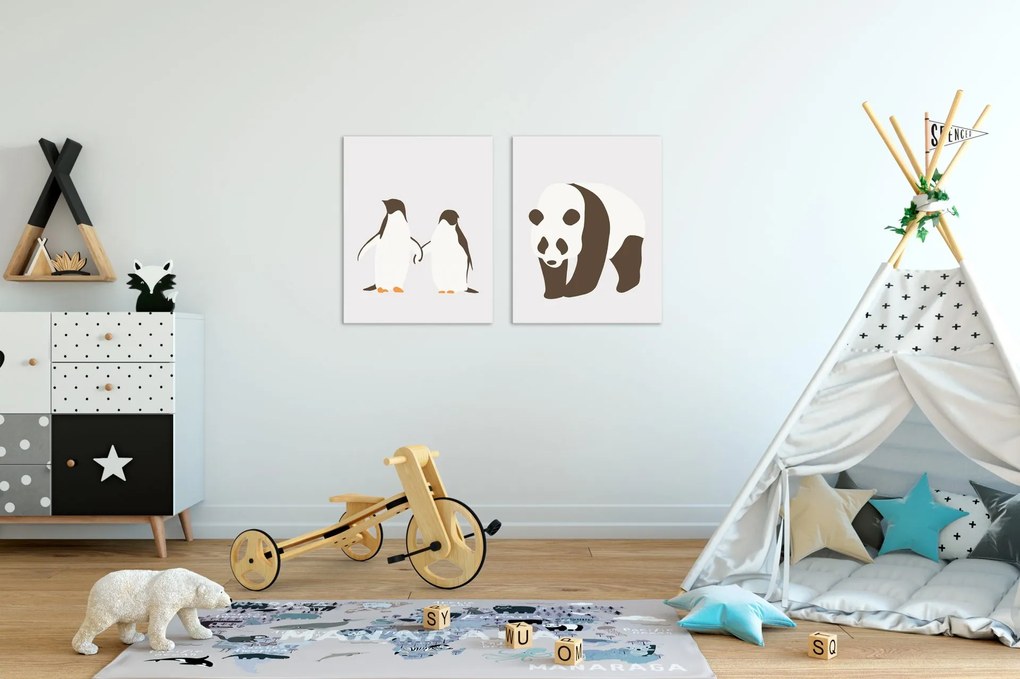 Séria 2 plagátov pre deti 40x50 cm - Panda a Penguins