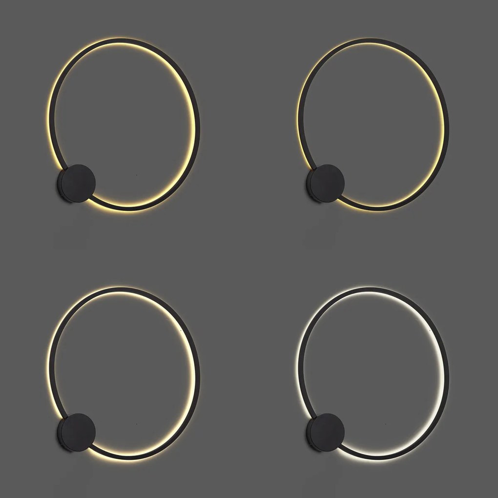 Dizajnové nástenné svietidlo čierne 67 cm vrátane LED 3-krokového stmievania - Anello