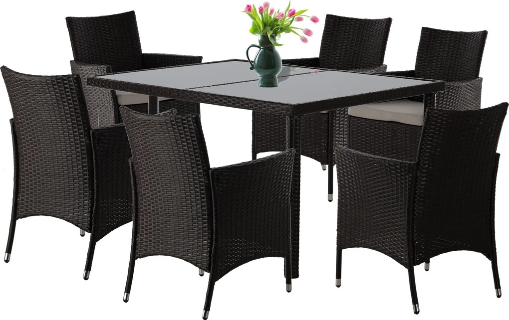 CH 7-dielna súprava ratanového nábytku - hnedá