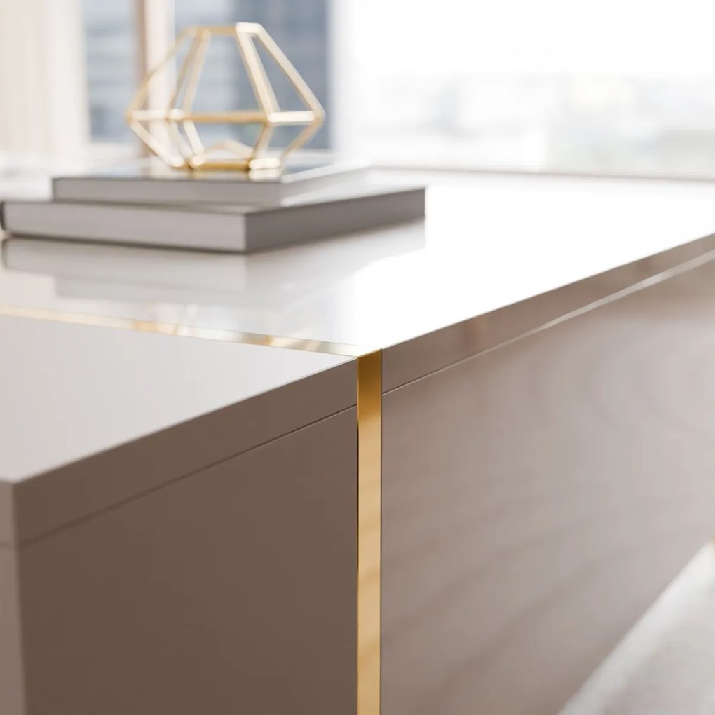 KONFERENČNÝ STOLÍK SANTINO NA NOŽIČKÁCH KAŠMÍR VYSOKÝ LESK / ZLATÝ