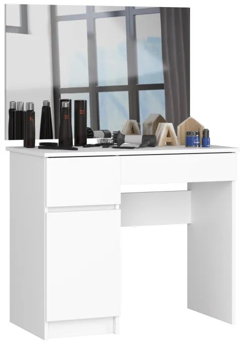 Toaletný stolík so zrkadlom CLP P-2/SL 900x600 ľavý, biely