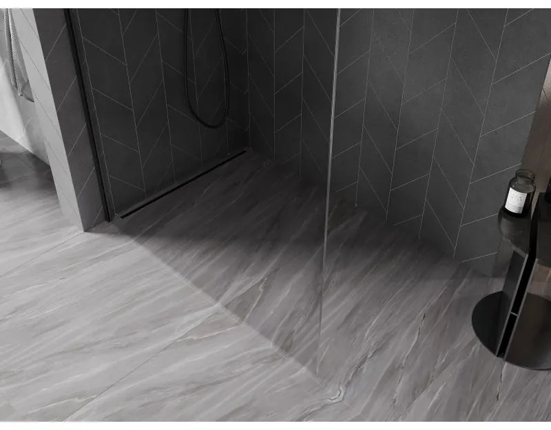 Mexen, Mexen Kioto-X sprchová stena 50 x 200 cm, priehľadná 10 mm, čierna - 800-050-101-70-00-X