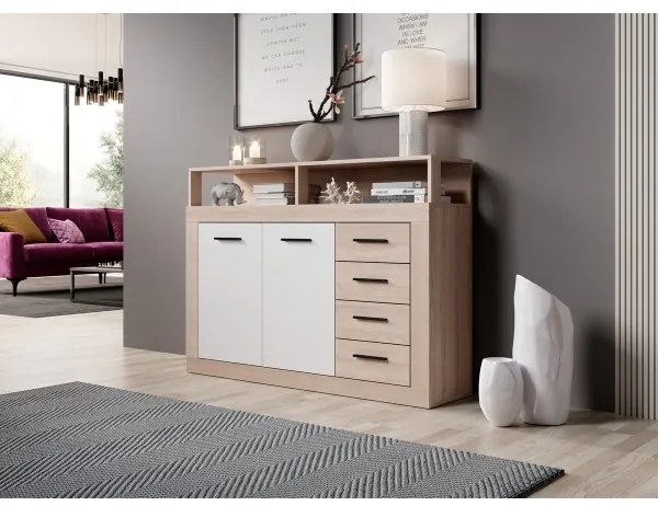 Komoda RUNA dub sonoma/biela