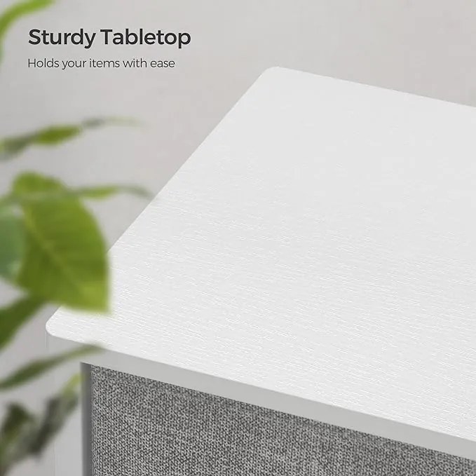 Komoda, úložná jednotka s 8 ľahko vytiahnuteľnými textilnými zásuvkami, svetlosivá a biela farba