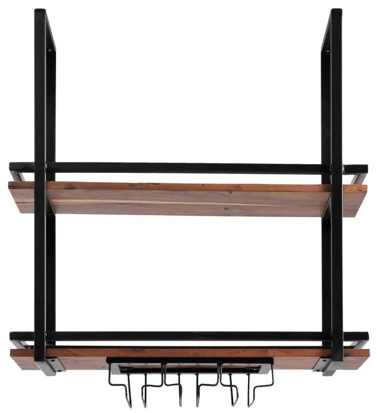 furniture-nabytek.cz - Masívna závesná polica Aro z kovu a dreva, lakovaná, hnedá – 80 cm