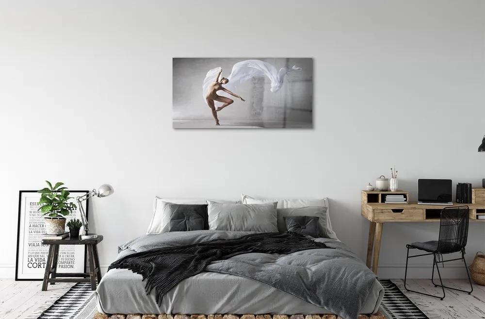 Sklenený obraz Žena tancuje biely materiál 100x50 cm