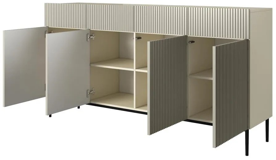 Komoda so zásuvkami Nicole 200 cm - kašmír / čierne nohy