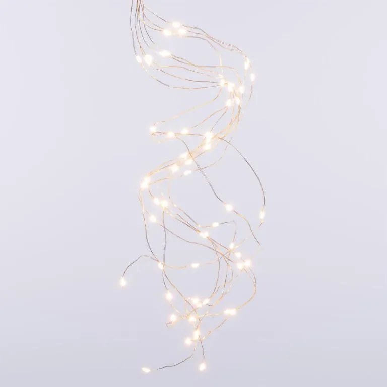 Nexos 74574 osvetlenie- strieborný drôt, 64 LED, teplá biela, 2 ks