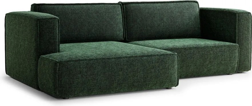 Tmavozelená ženilková rozkladacia/s úložným priestorom rohová pohovka (ľavý roh/s leňoškou) Velto – Maison de Rêve
