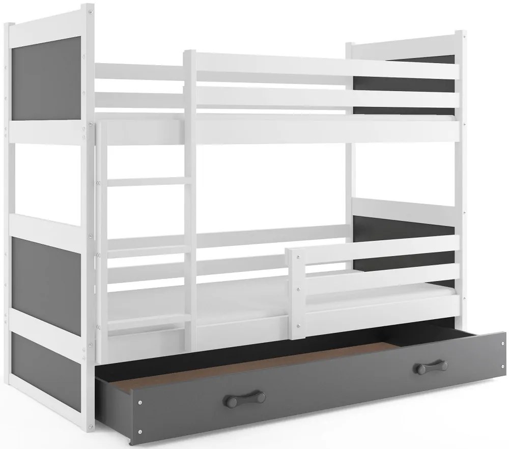 Poschodová posteľ RICO 2 - 200x90cm - Biely - Grafitový
