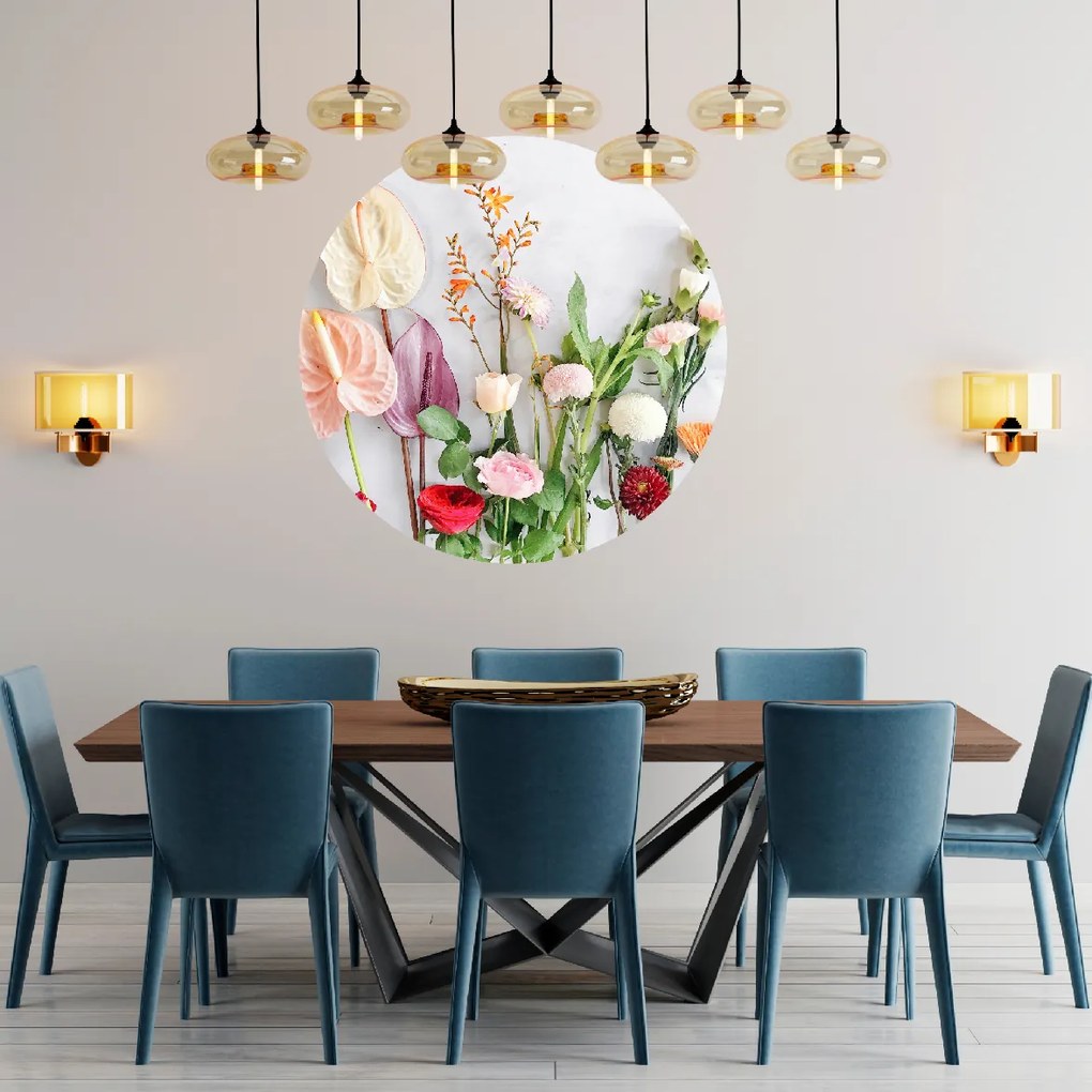 PIPPER. Textilná kruhová nálepka na stenu "Lúčne kvety" Veľkosť: 120 cm