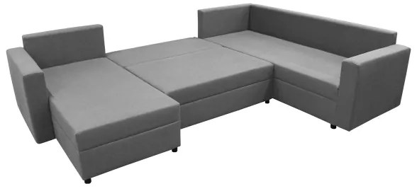 Univerzálna rozkladacia rohová sedacia súprava SEYA do tvaru U, sivá, s úložným priestorom