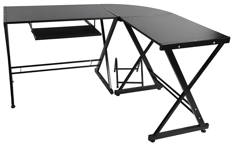 Písací stôl v tvare L- čierny