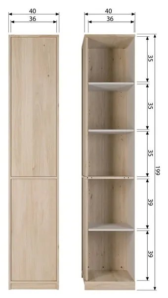 Modulárna skrinka v dekore duba v prírodnej farbe 40x199 cm Modulair – vtwonen